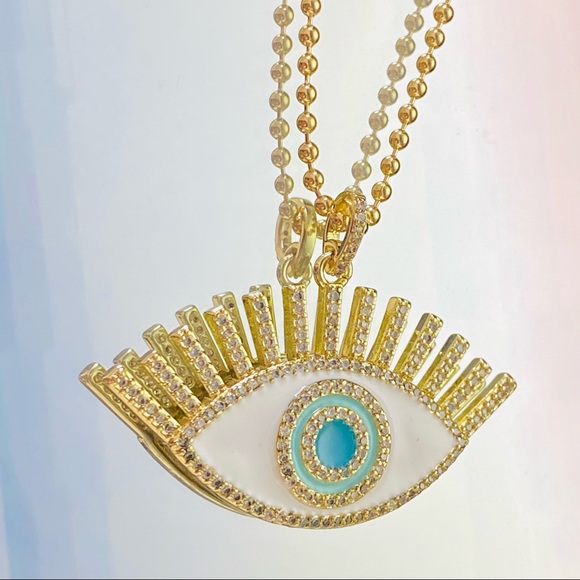 Evil Eye with Lashes Necklace - Picture 10 of 10
